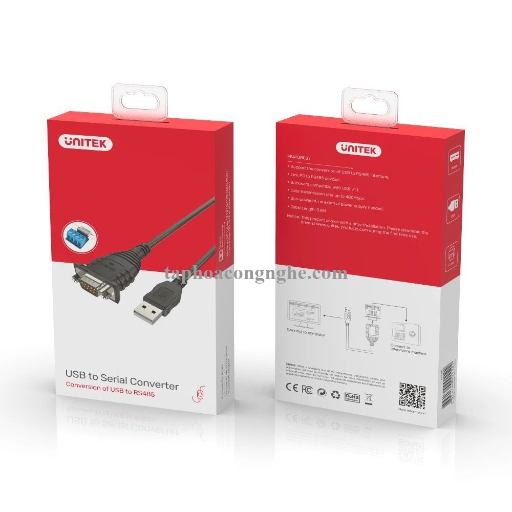 Unitek 96946 Y-1081 1.5M Cáp chuyển Usb 2.0 sang Rs485 bọc chống nhiễu 30096946